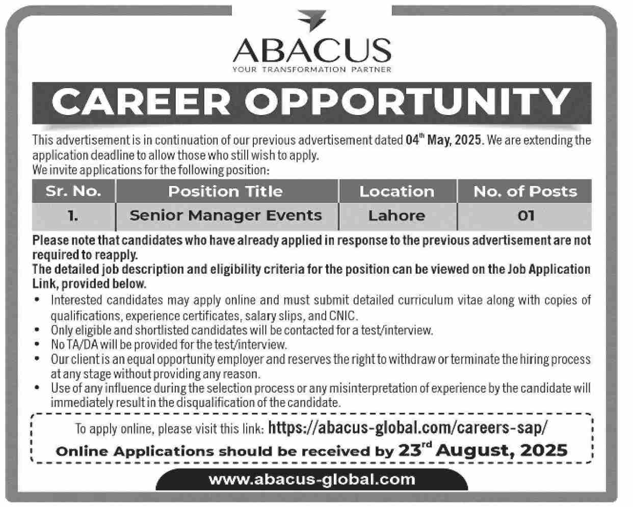 Jobs in ABACUS